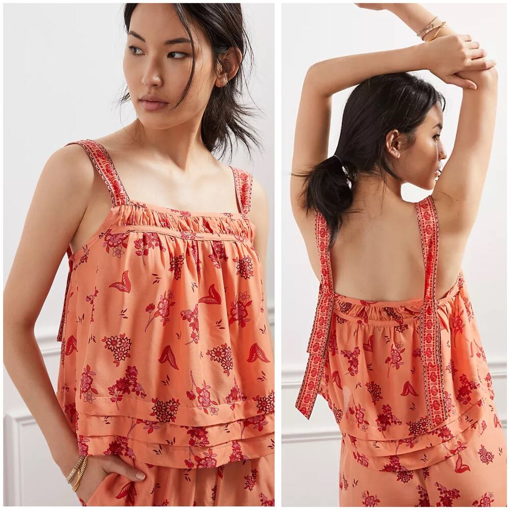 Anthropologie Clementine Tank Top Size Small Babydoll Printed Bohemian Casual
